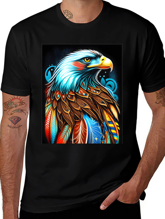 Colorful Eagle Graphic Black T-Shirt