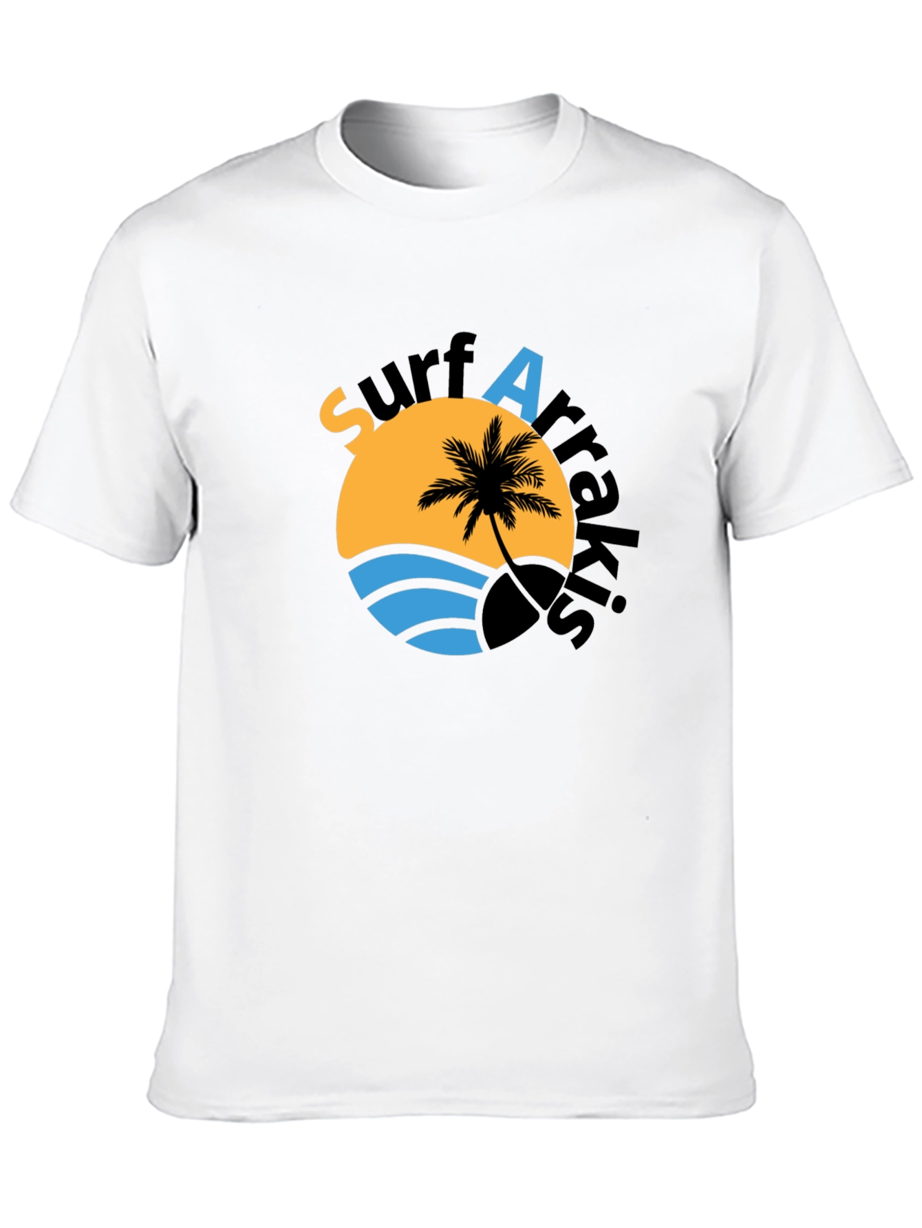 Surf Arrakis Black T-Shirt Palm Tree Graphic