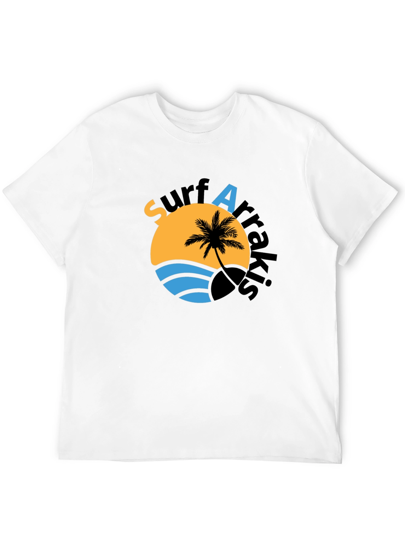 Surf Arrakis Black T-Shirt Palm Tree Graphic