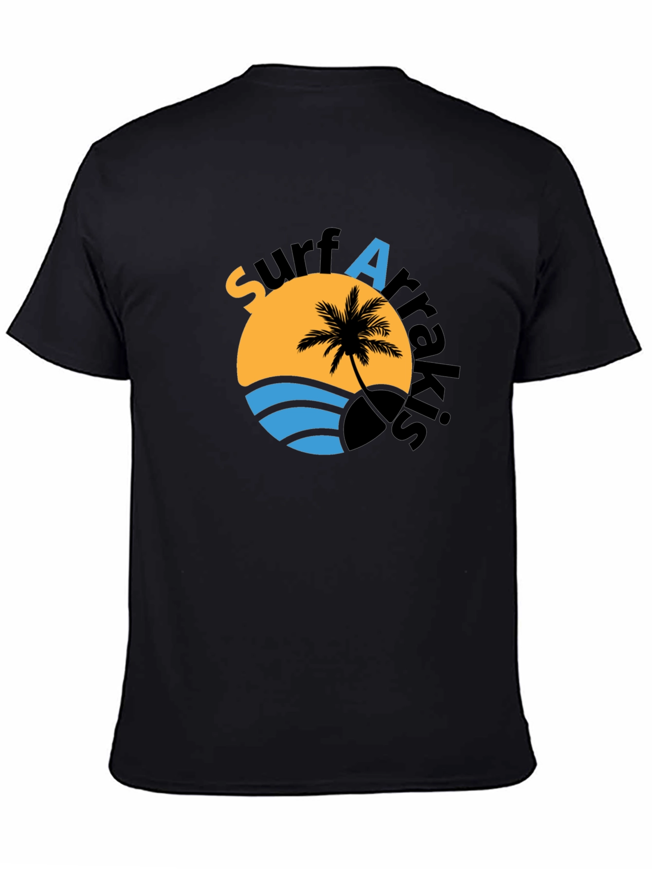 Surf Arrakis Black T-Shirt Palm Tree Graphic