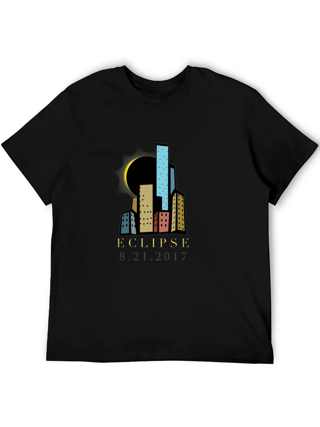 Eclipse Cityscape Graphic T-Shirt - Black