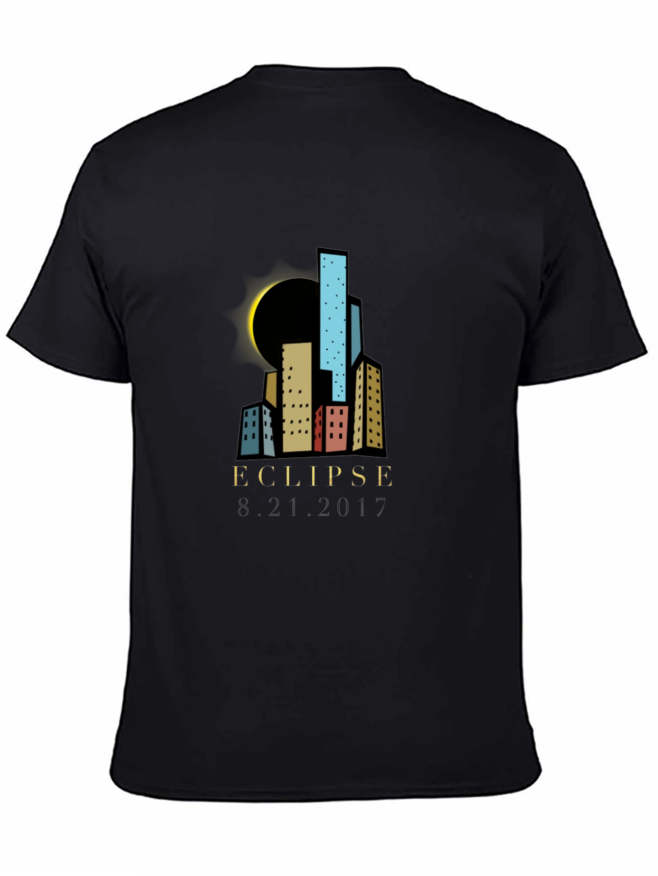 Eclipse Cityscape Graphic T-Shirt - Black