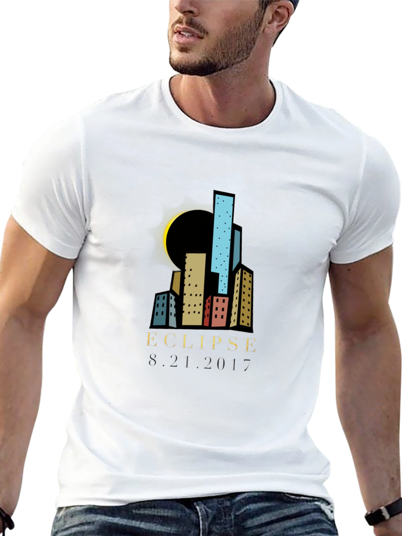 Eclipse Cityscape Graphic T-Shirt - Black