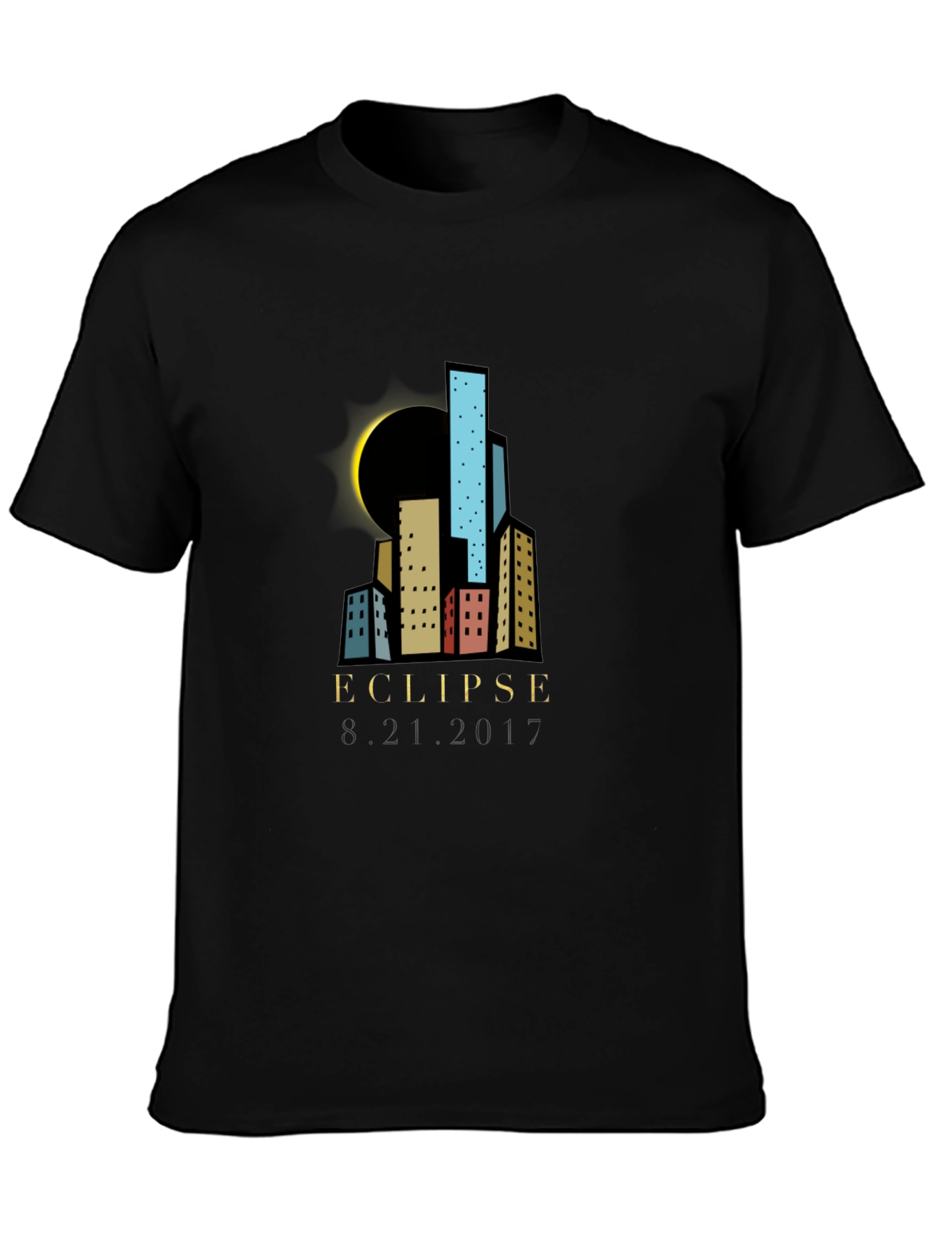 Eclipse Cityscape Graphic T-Shirt - Black