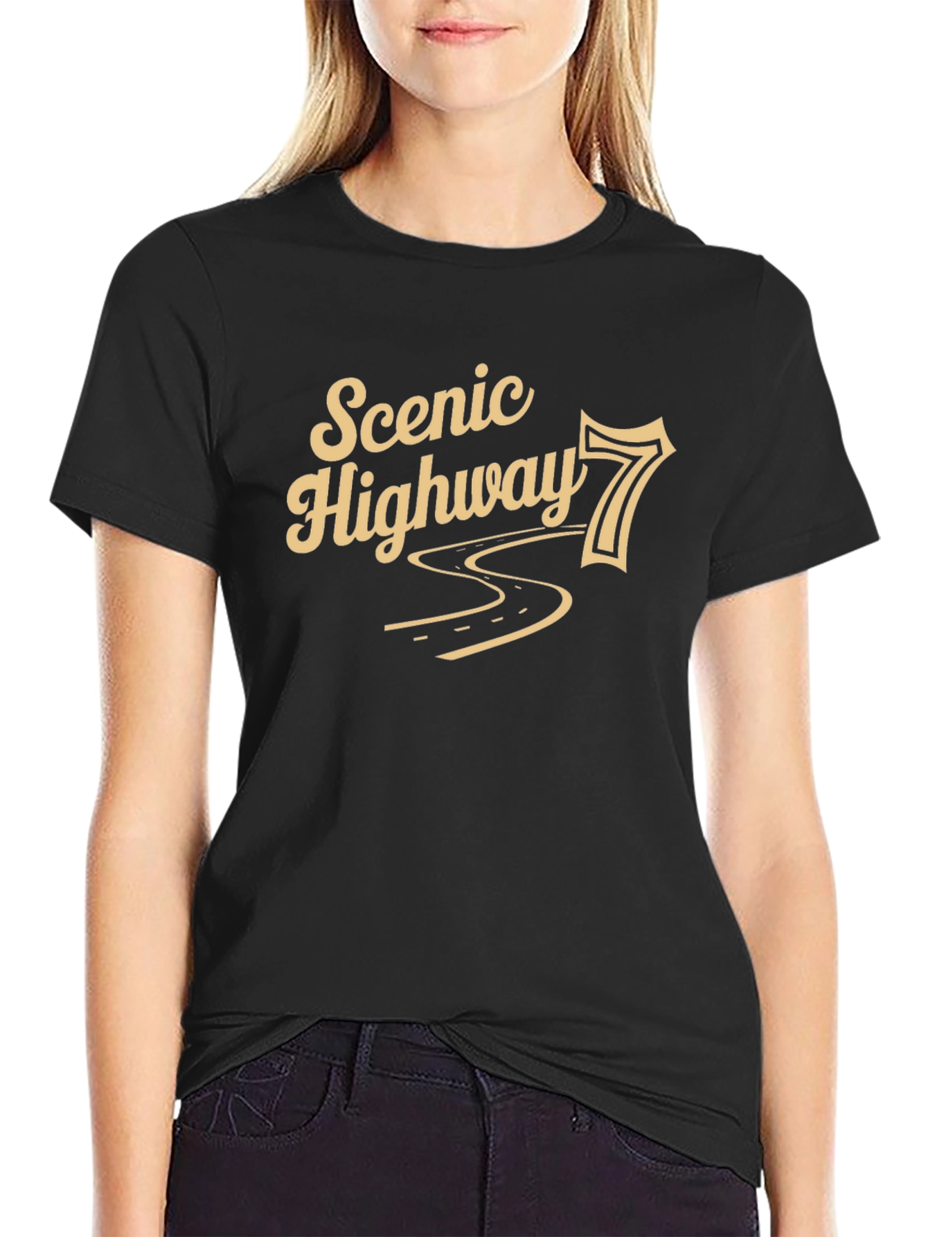 Scenic Highway 7 Black Graphic T-Shirt