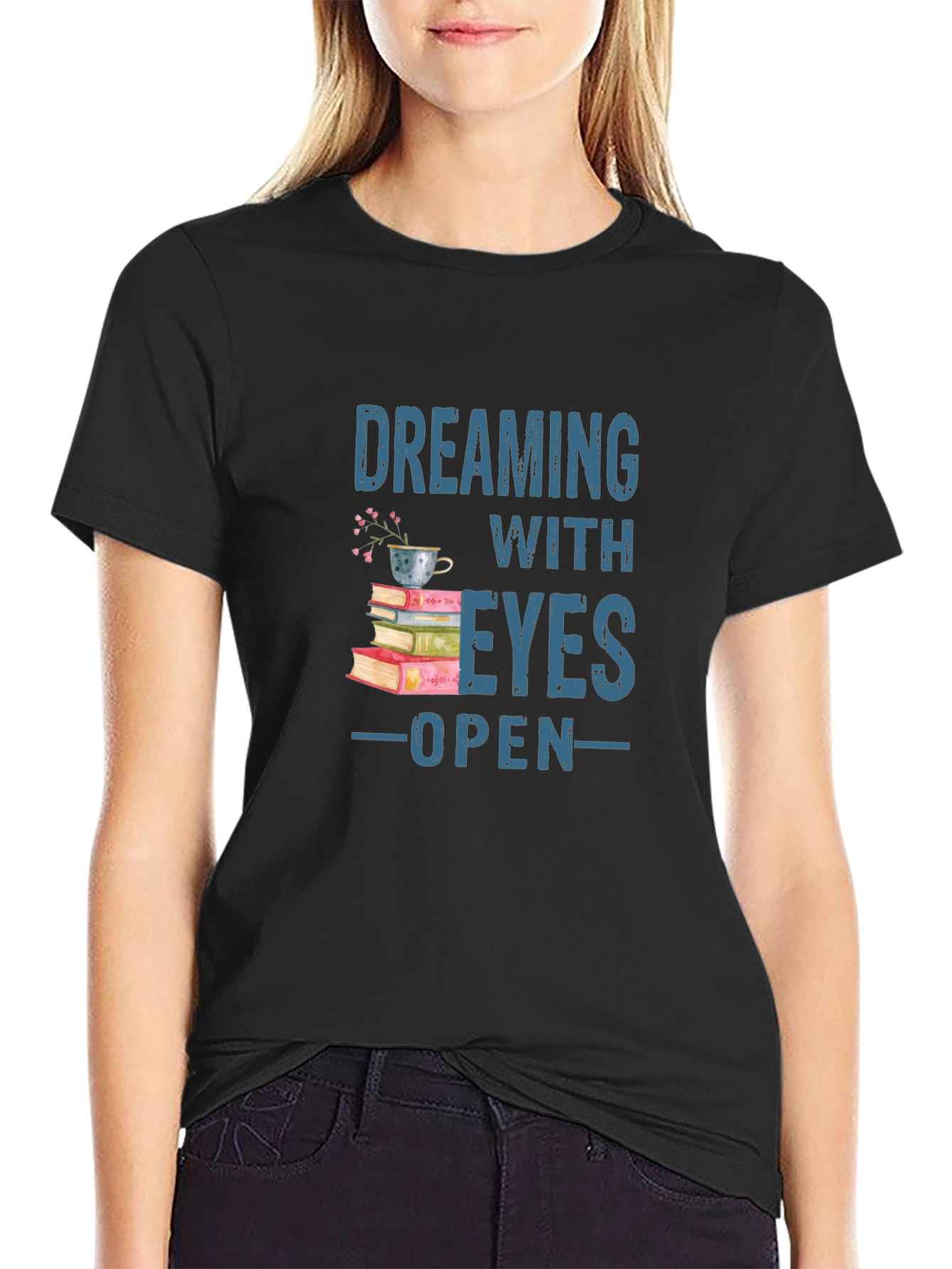 Dreaming With Eyes Open T-Shirt - Book Lover Tee