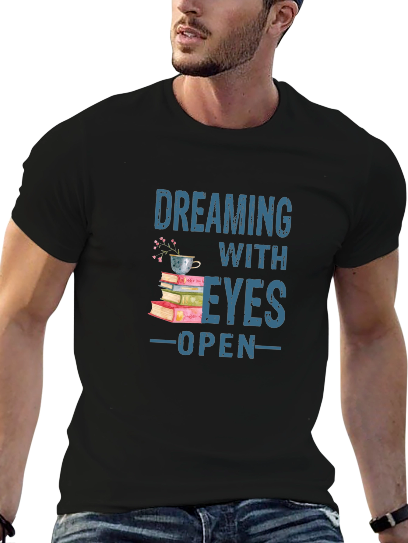 Dreaming With Eyes Open T-Shirt - Book Lover Tee