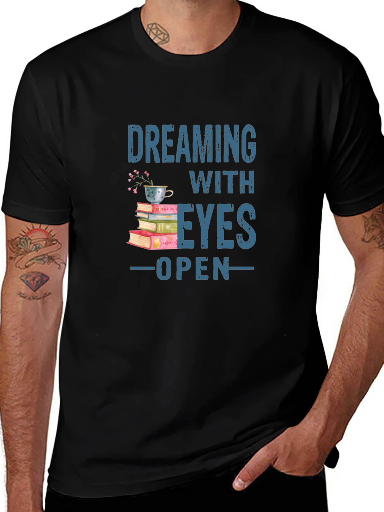 Dreaming With Eyes Open T-Shirt - Book Lover Tee