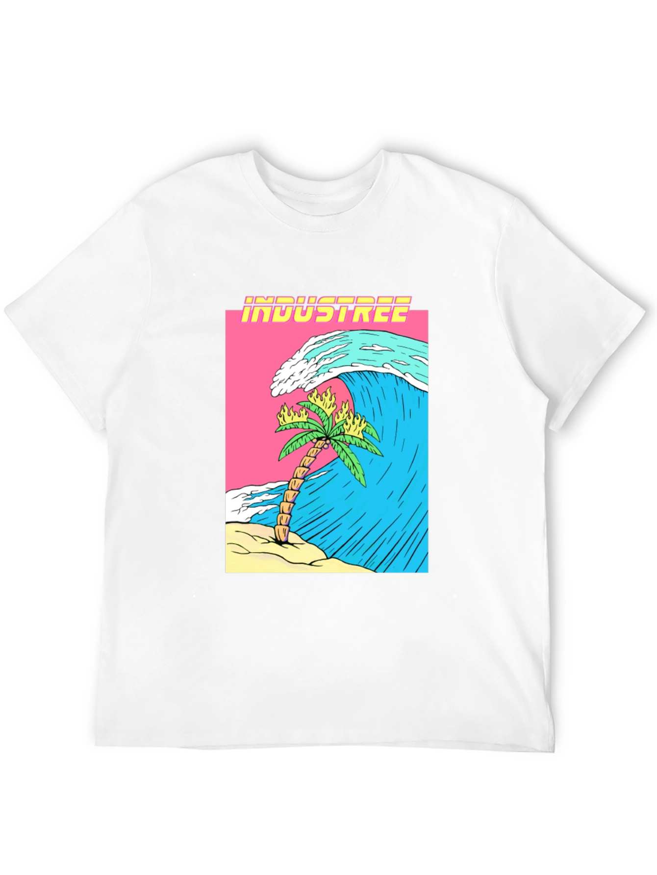 Industree Wave Palm Tee - Graphic Black T-Shirt
