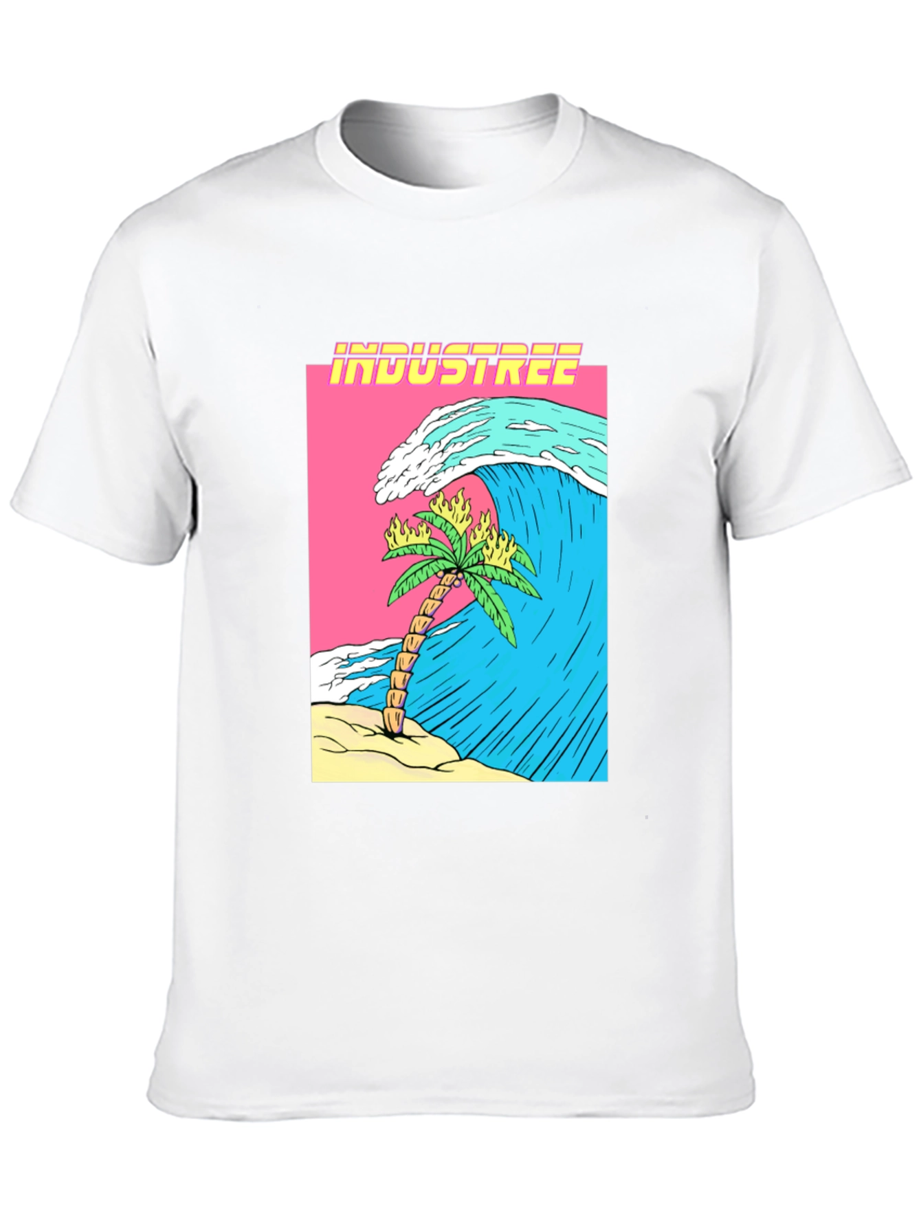 Industree Wave Palm Tee - Graphic Black T-Shirt
