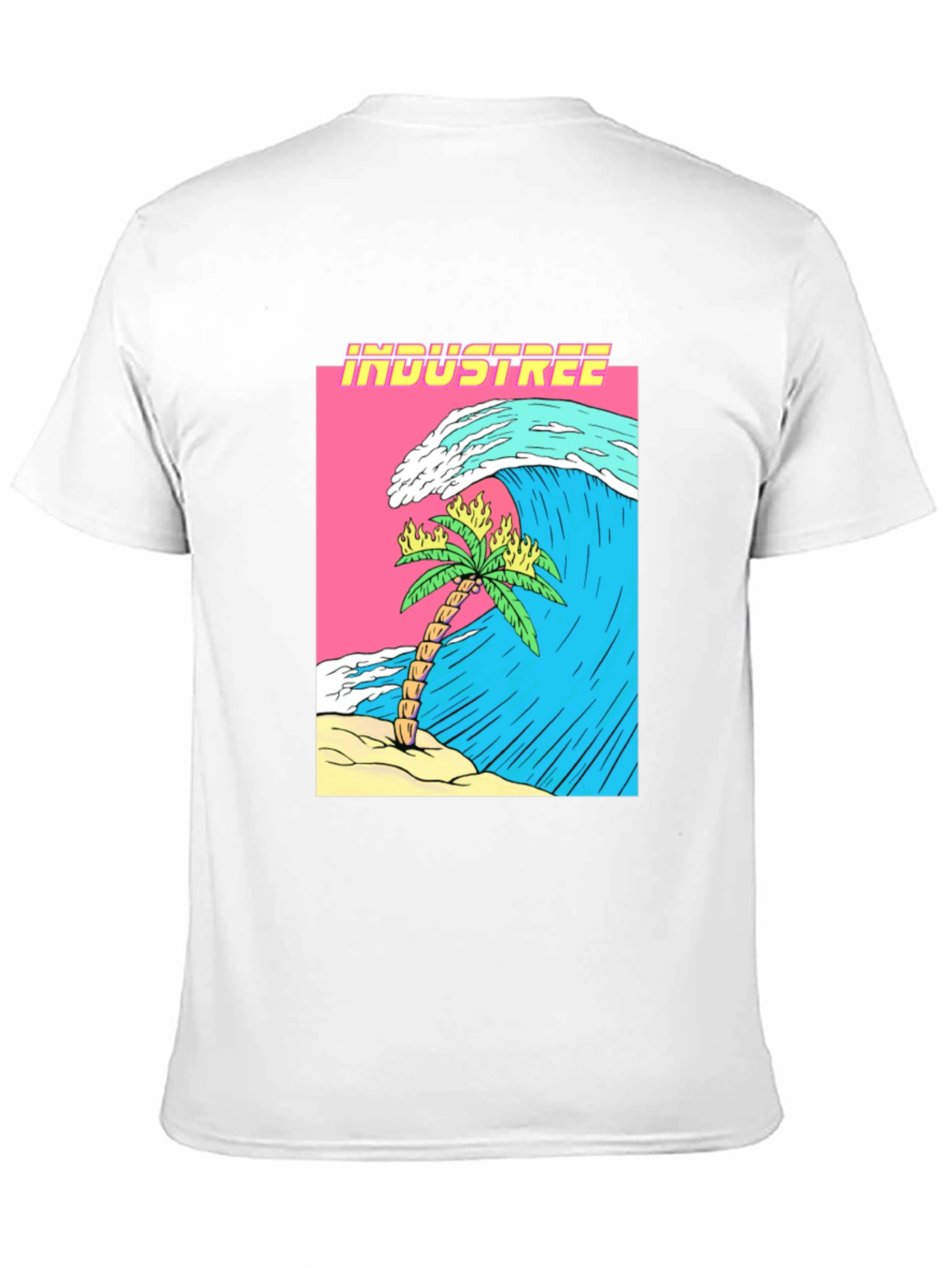 Industree Wave Palm Tee - Graphic Black T-Shirt