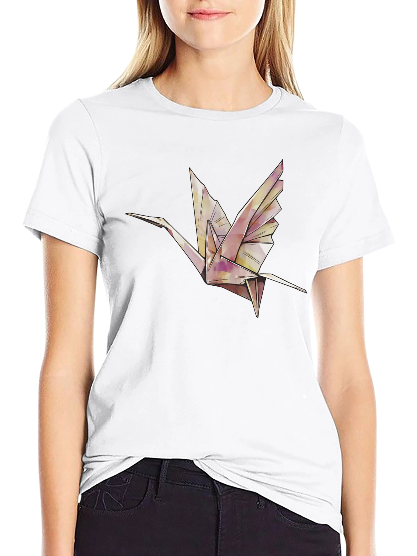 Origami Crane Graphic Tee - Stylish Black T-Shirt