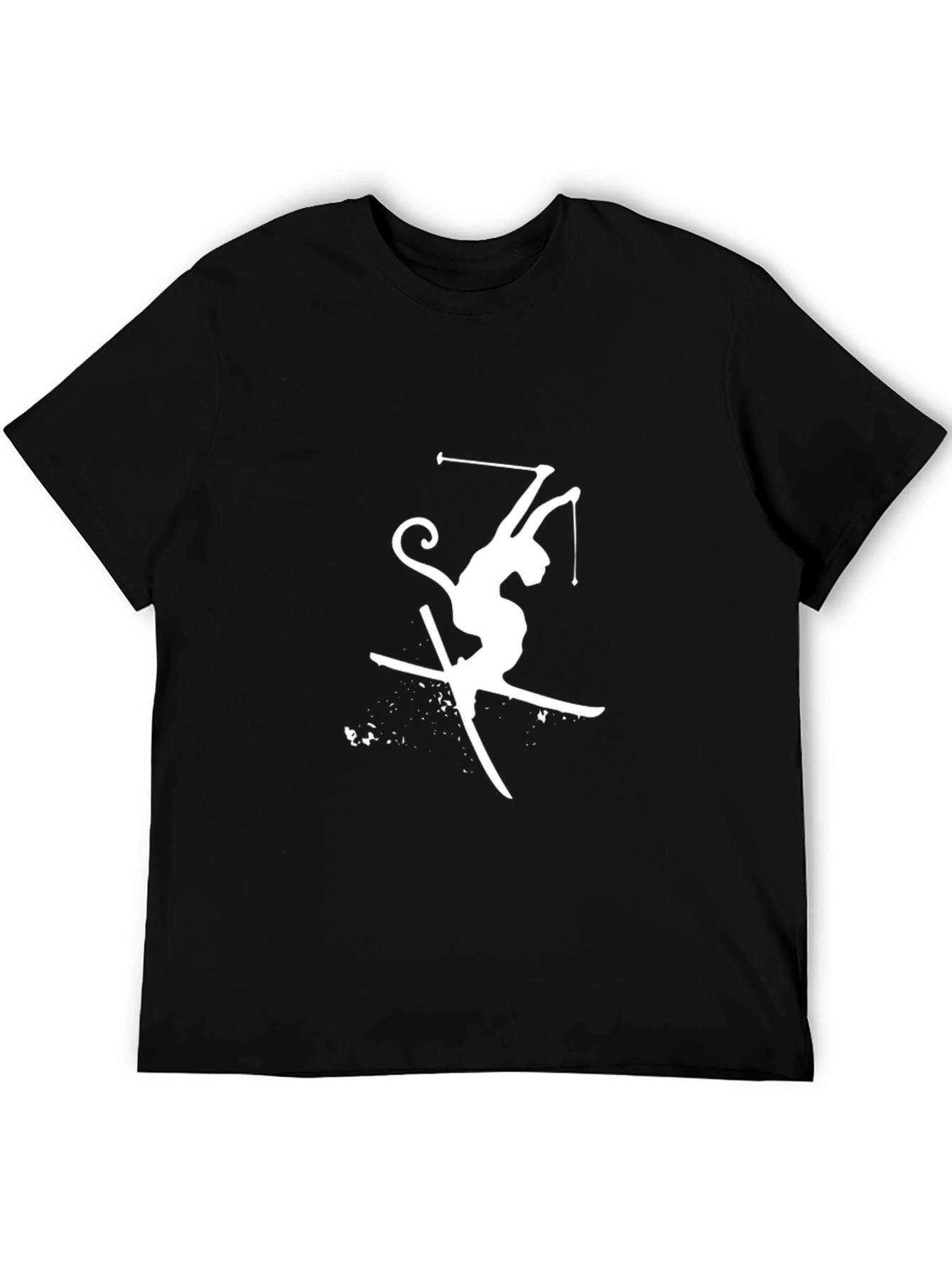 Skiing Monkey Graphic Tee - Fun Sport T-Shirt