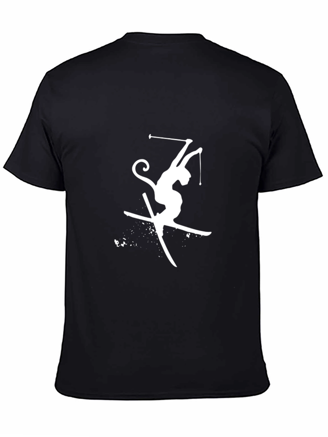 Skiing Monkey Graphic Tee - Fun Sport T-Shirt