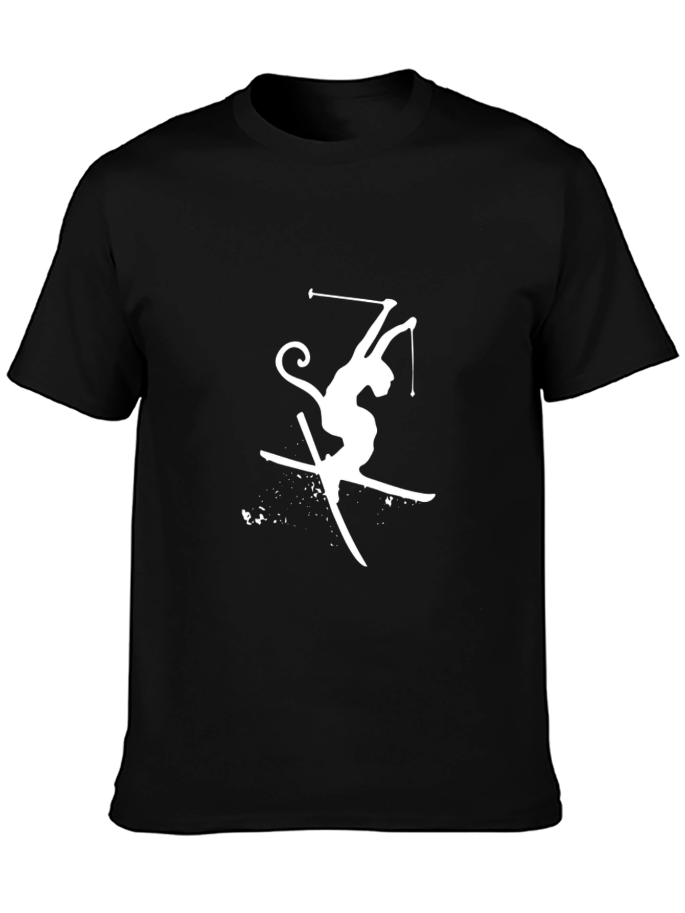 Skiing Monkey Graphic Tee - Fun Sport T-Shirt