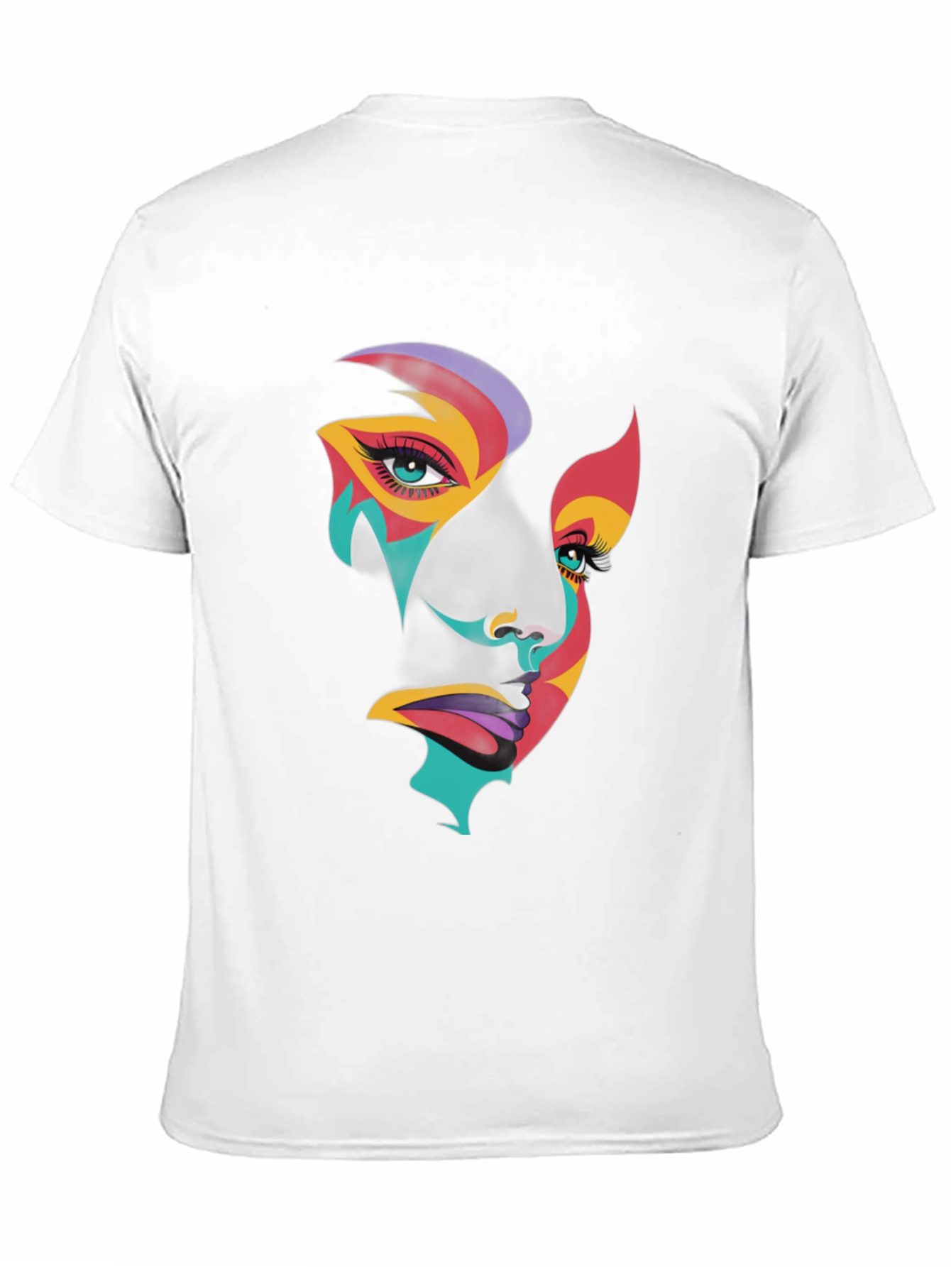 Abstract Face Graphic Tee - Artistic Black T-Shirt