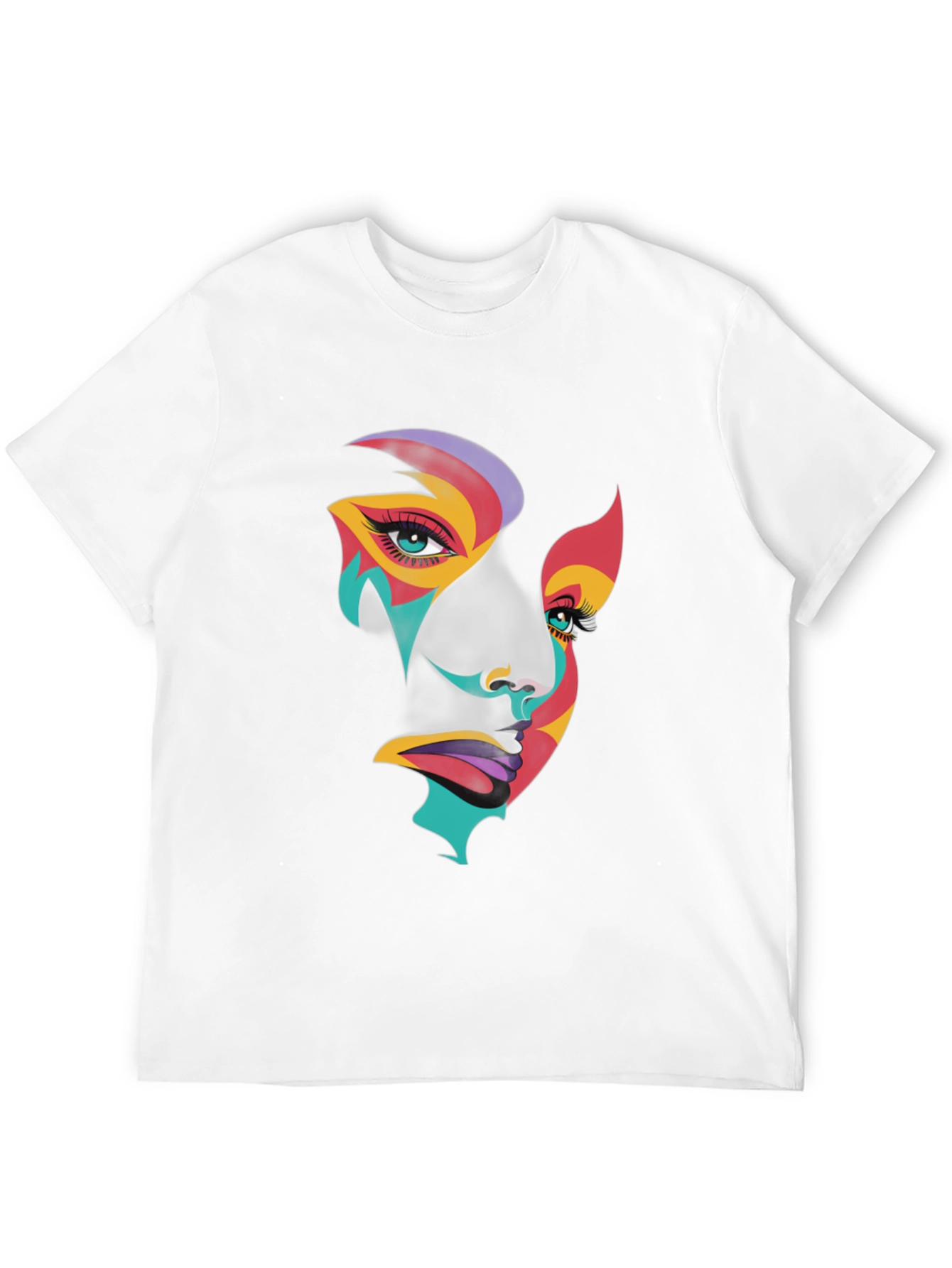 Abstract Face Graphic Tee - Artistic Black T-Shirt