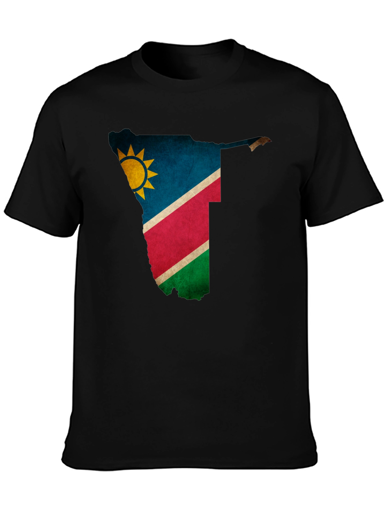 Namibia Flag Map Graphic Tee - Black