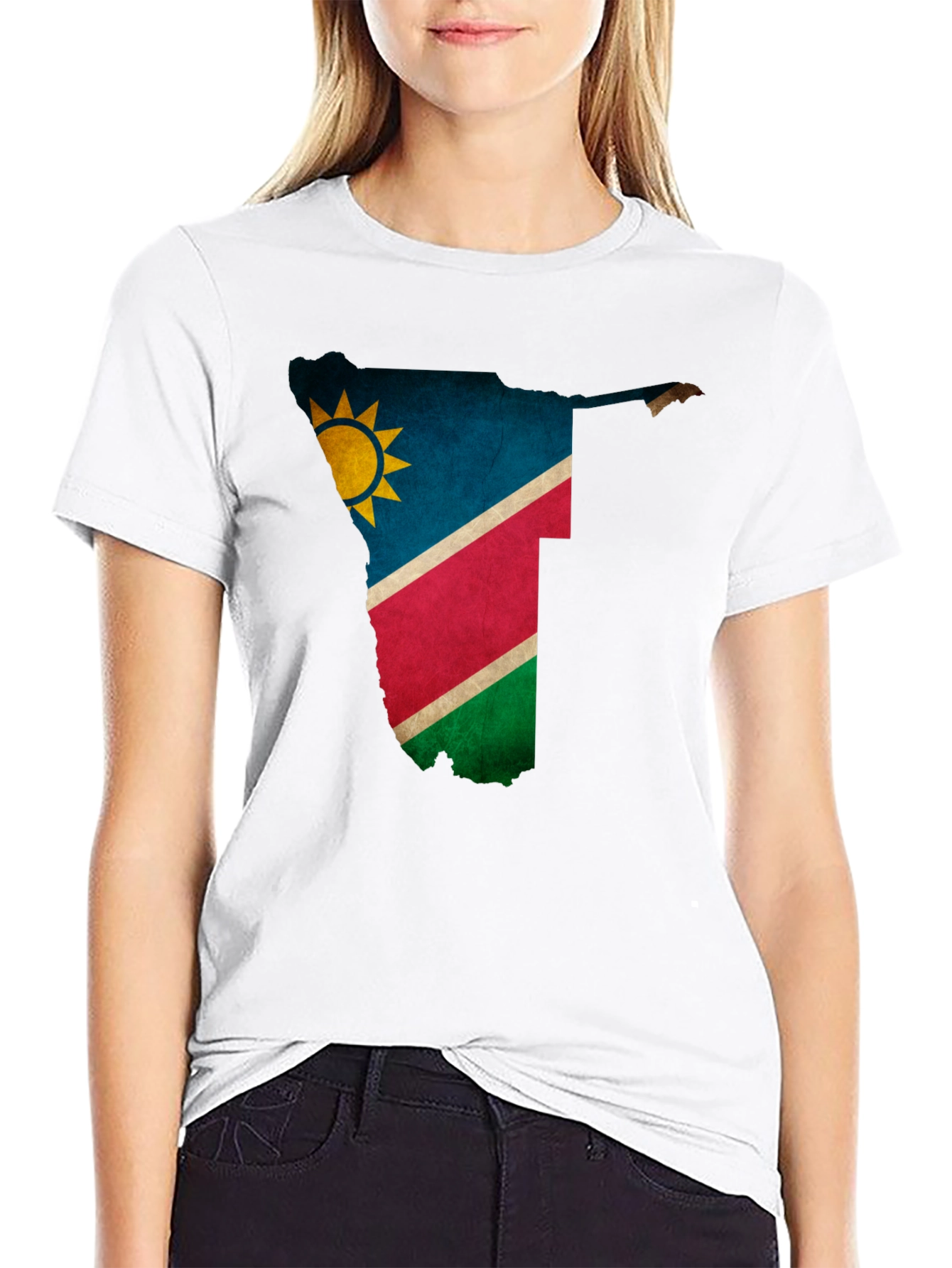 Namibia Flag Map Graphic Tee - Black
