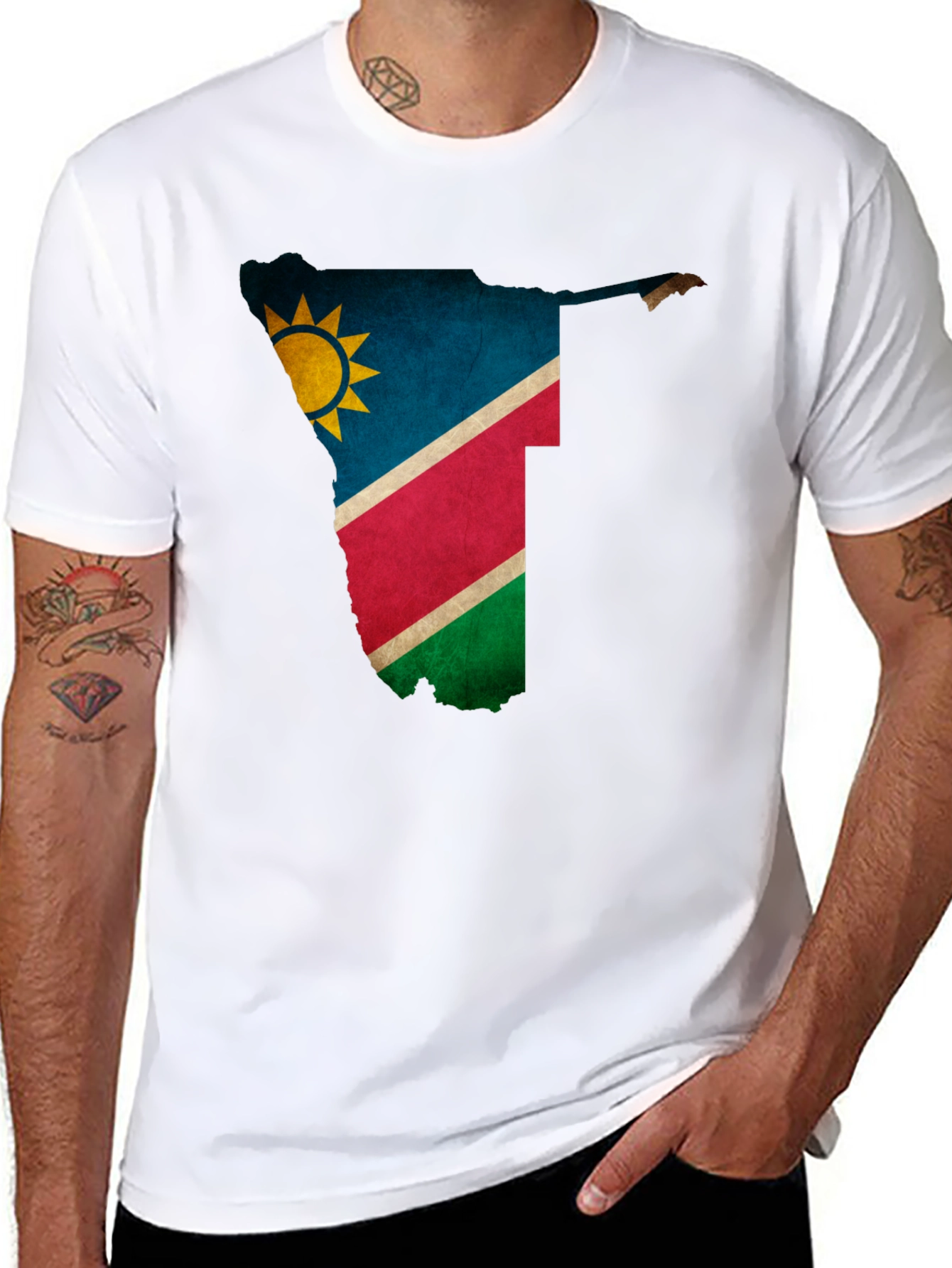 Namibia Flag Map Graphic Tee - Black