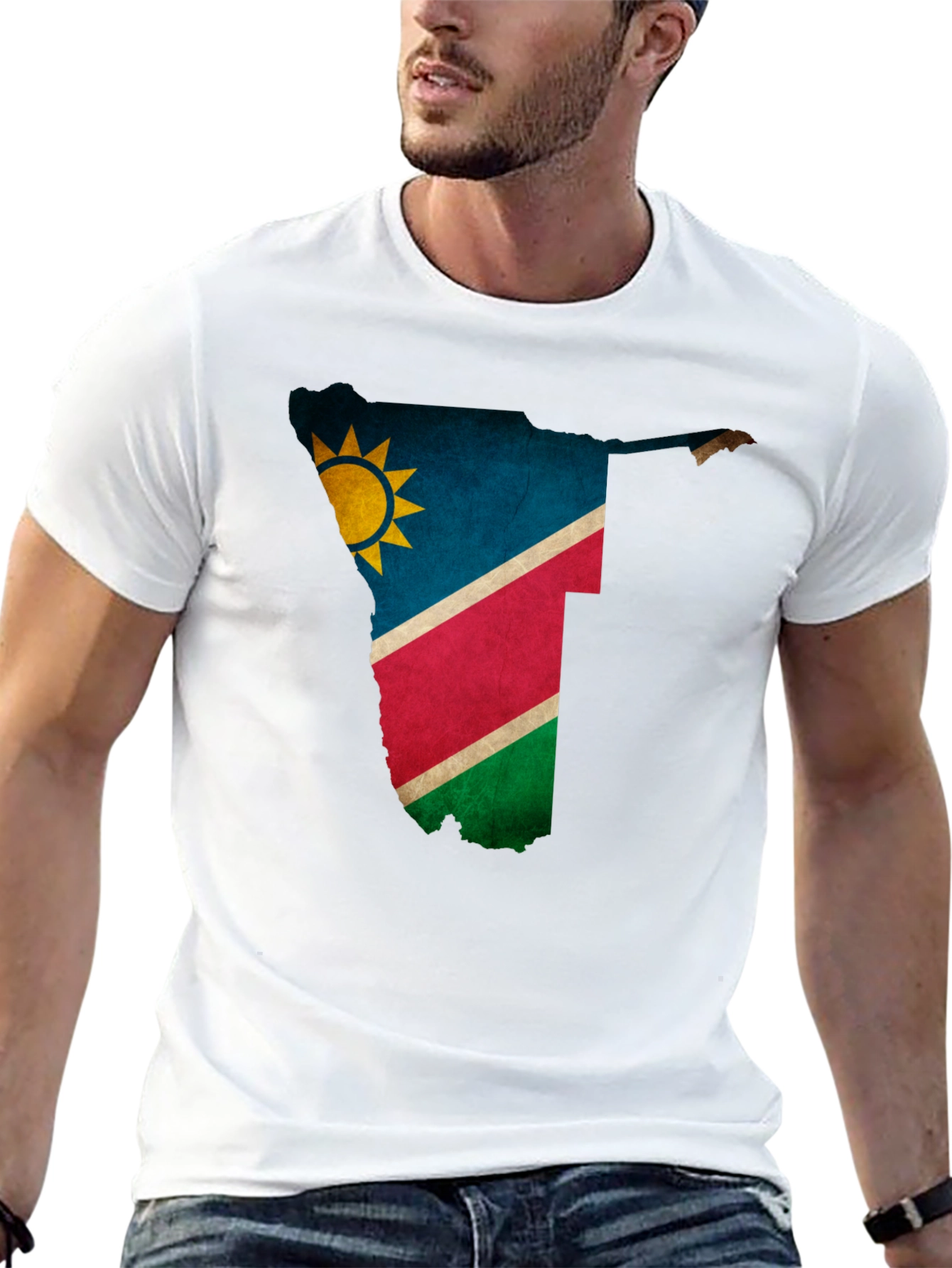 Namibia Flag Map Graphic Tee - Black