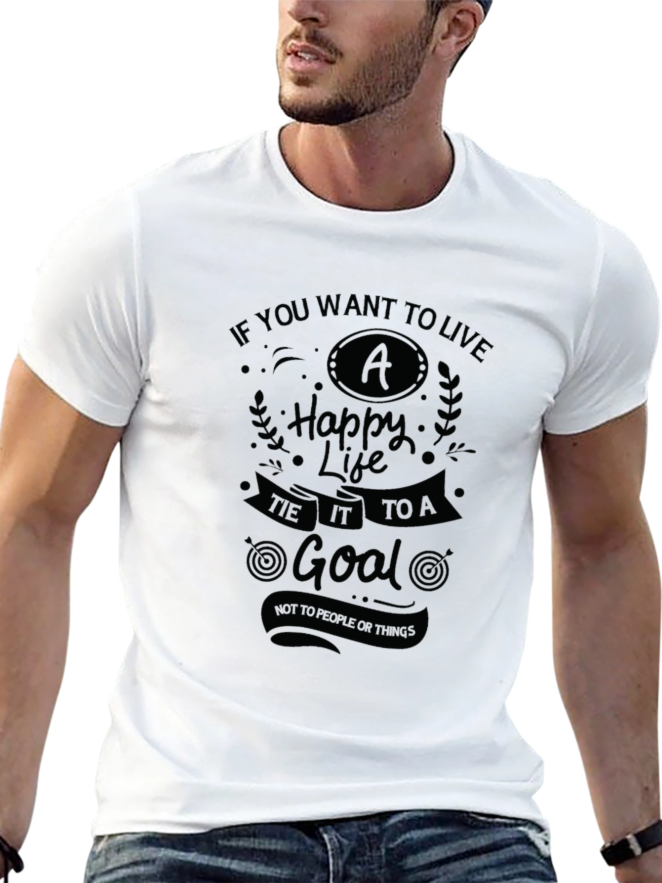 Live a Happy Life Goal T-Shirt
