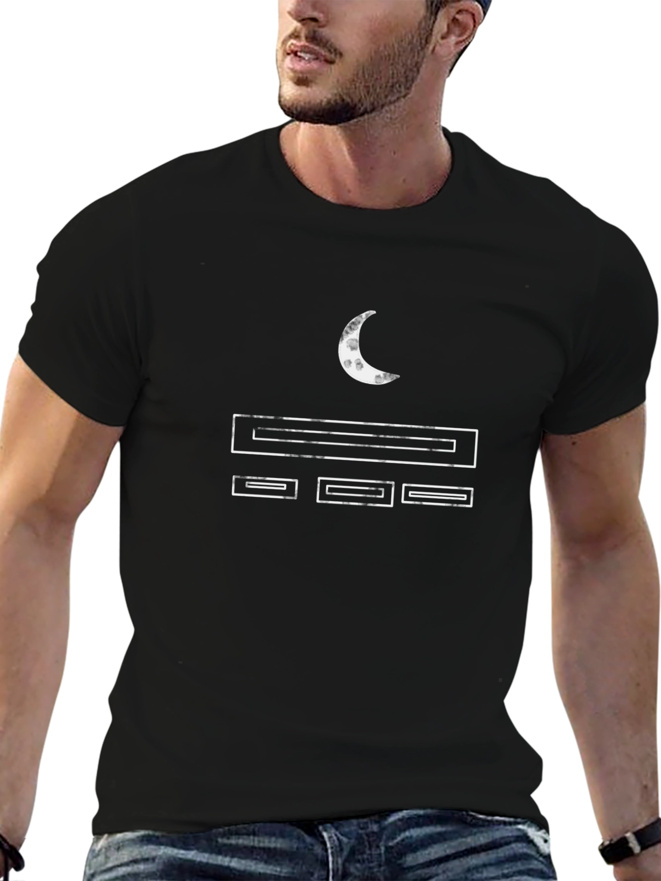 Graphic Moon T-Shirt - Mens Black Tee