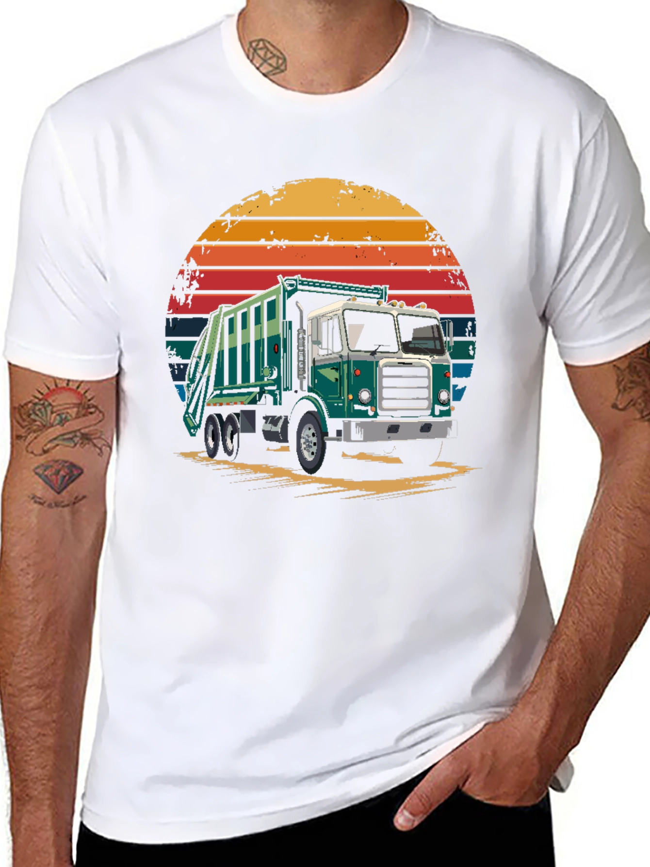 Garbage Truck Sunset Graphic T-Shirt