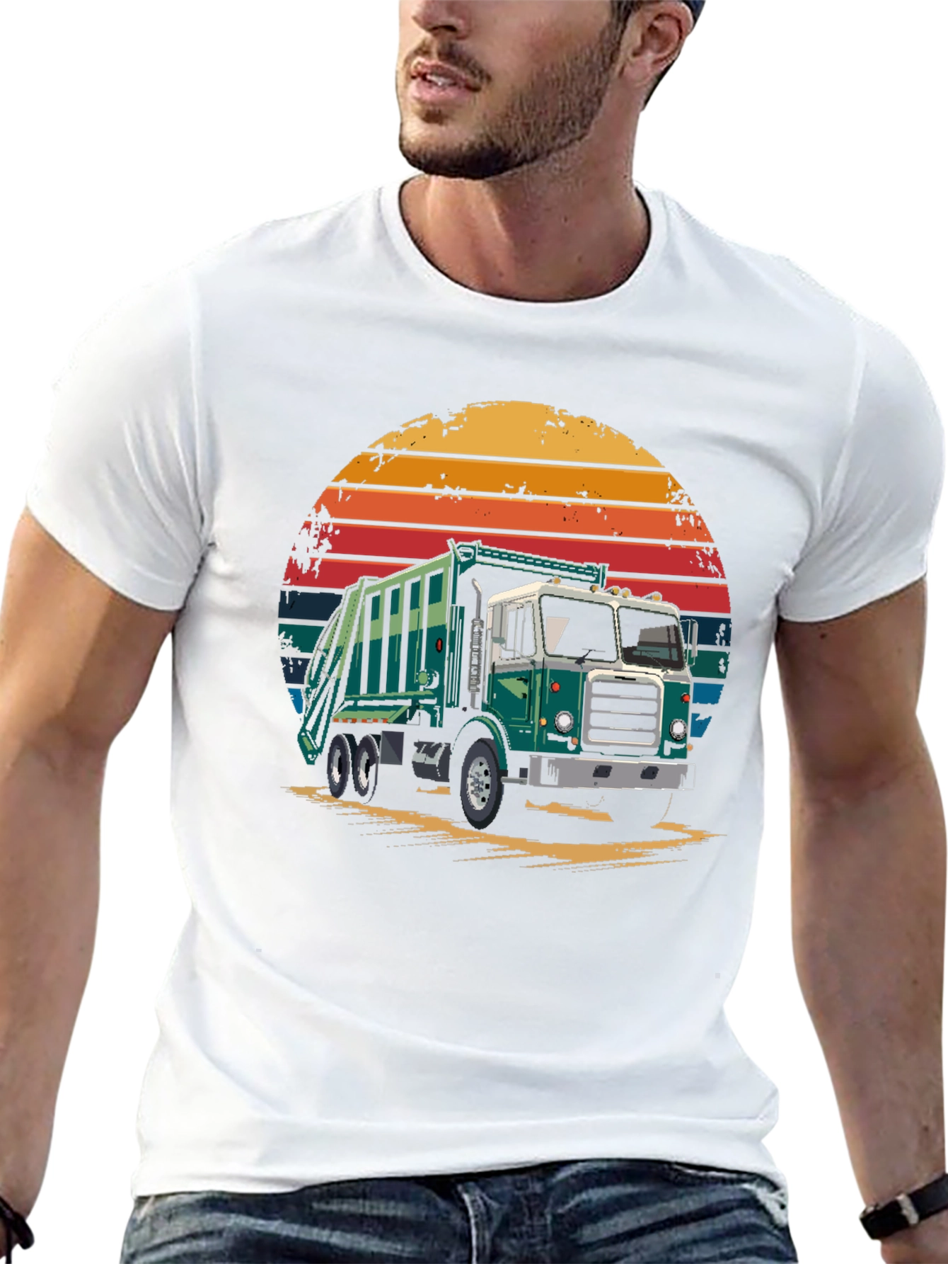 Garbage Truck Sunset Graphic T-Shirt