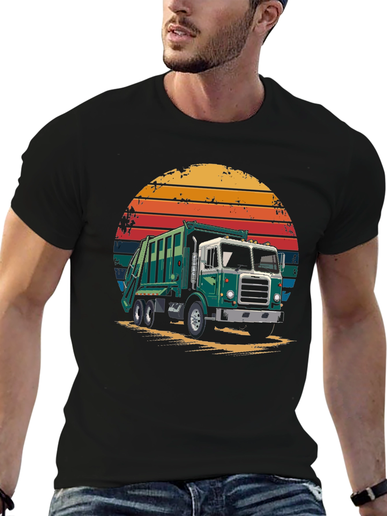 Garbage Truck Sunset Graphic T-Shirt