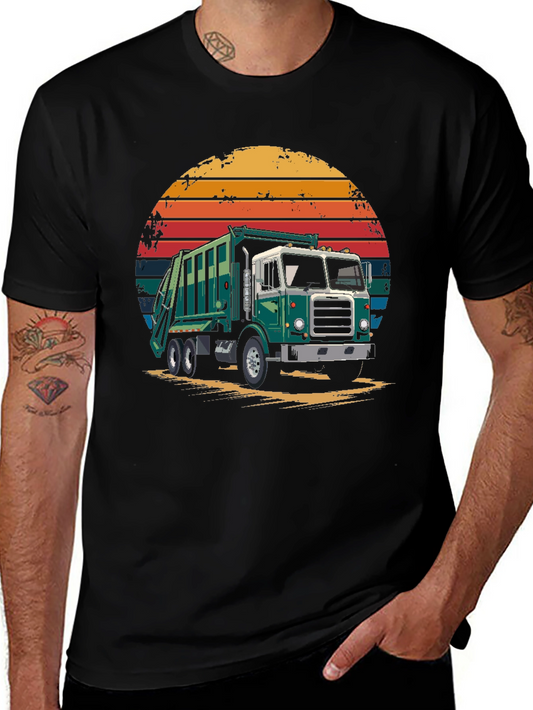 Garbage Truck Sunset Graphic T-Shirt