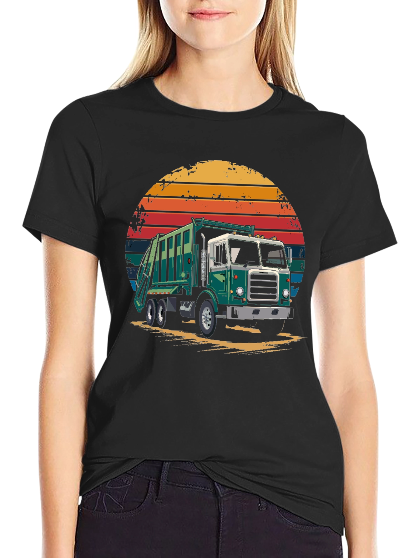 Garbage Truck Sunset Graphic T-Shirt