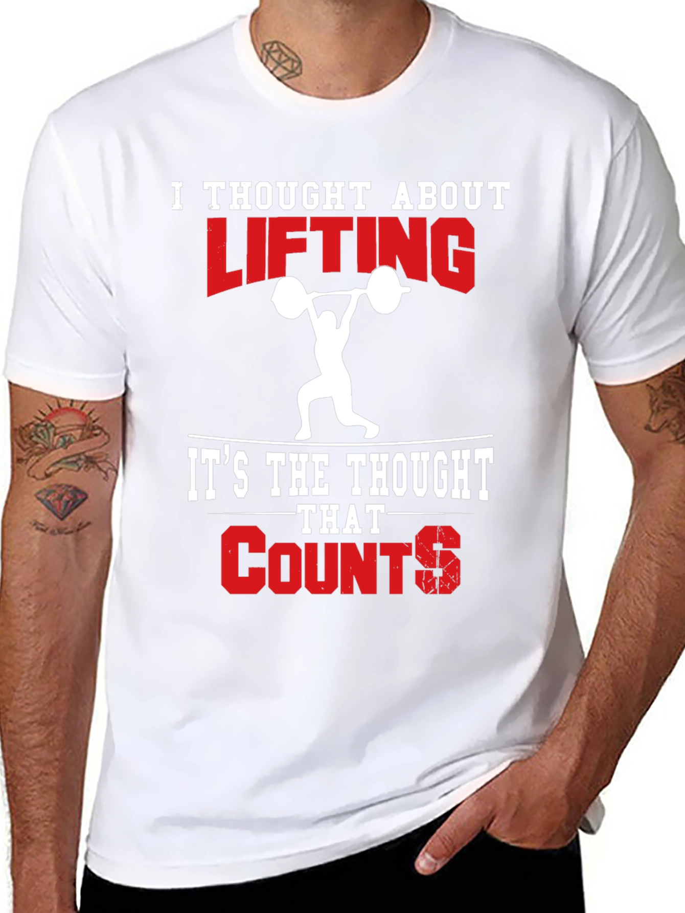 Funny Weightlifting T-Shirt - Thought About Lifting