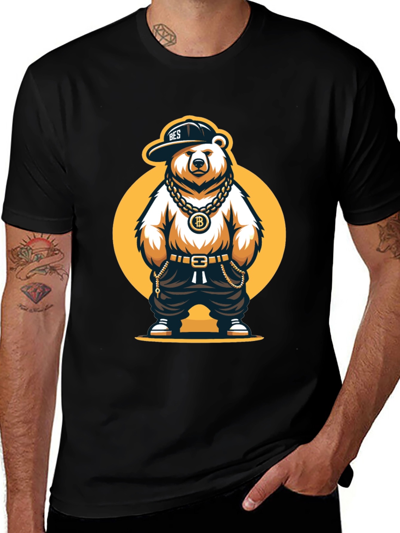 Bitcoin Bear Graphic T-Shirt - Black Cotton Tee