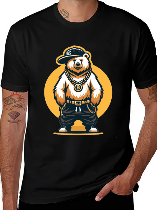 Bitcoin Bear Graphic T-Shirt - Black Cotton Tee