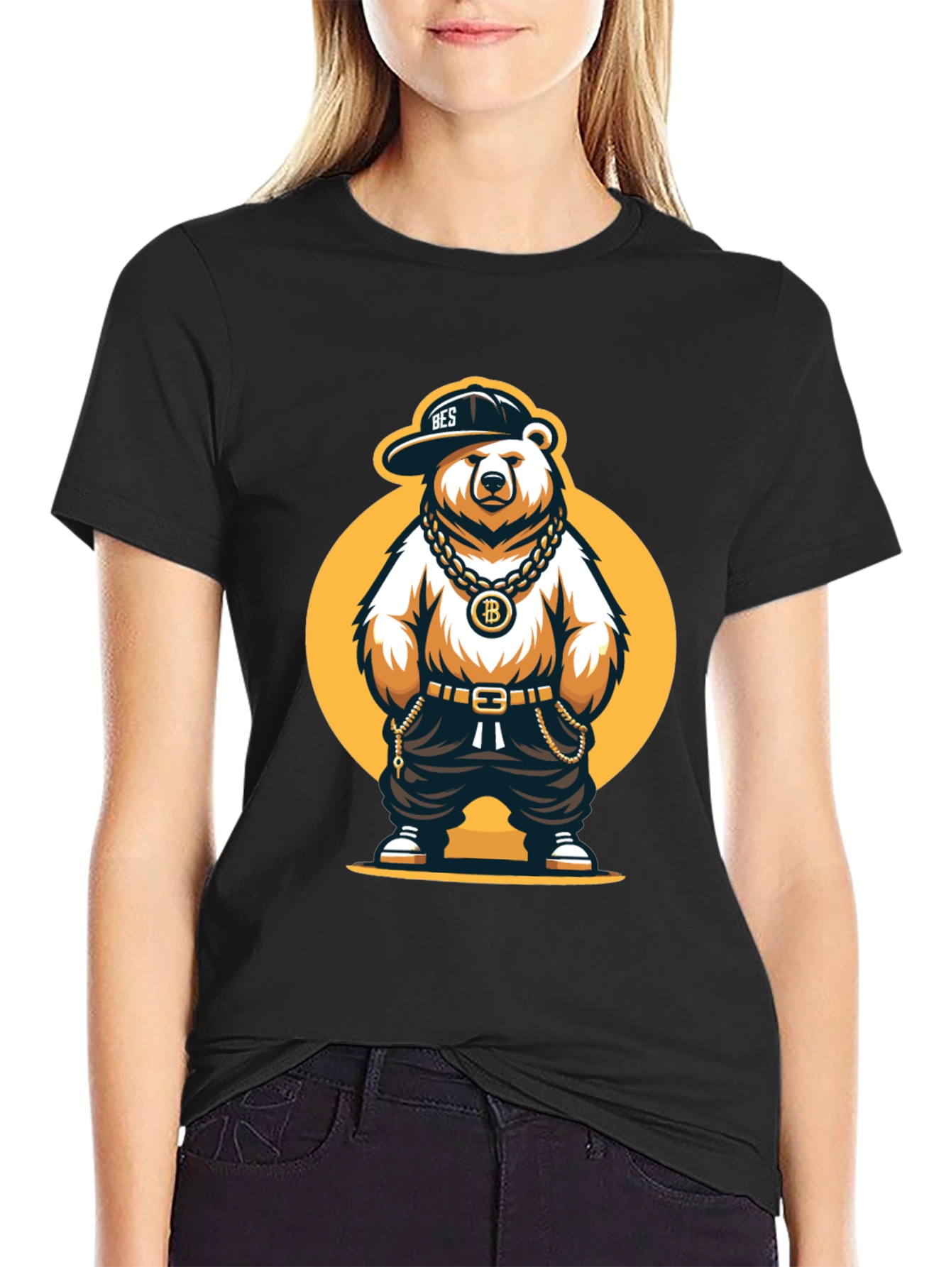 Bitcoin Bear Graphic T-Shirt - Black Cotton Tee