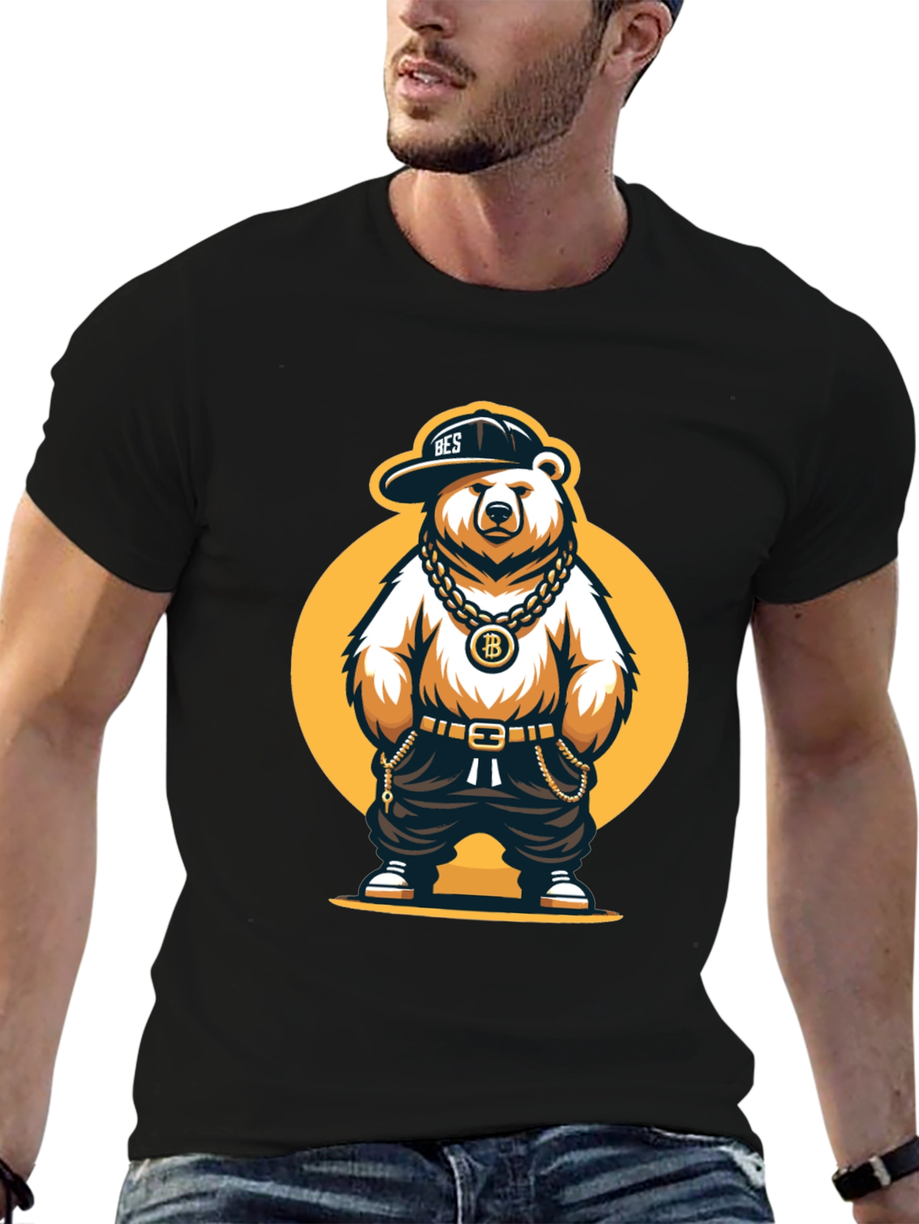Bitcoin Bear Graphic T-Shirt - Black Cotton Tee