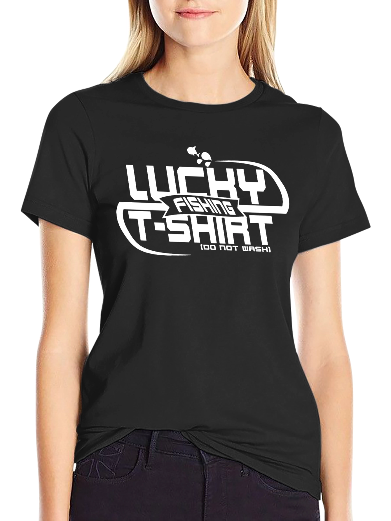 Lucky Fishing T-Shirt: Mens Black Graphic Tee