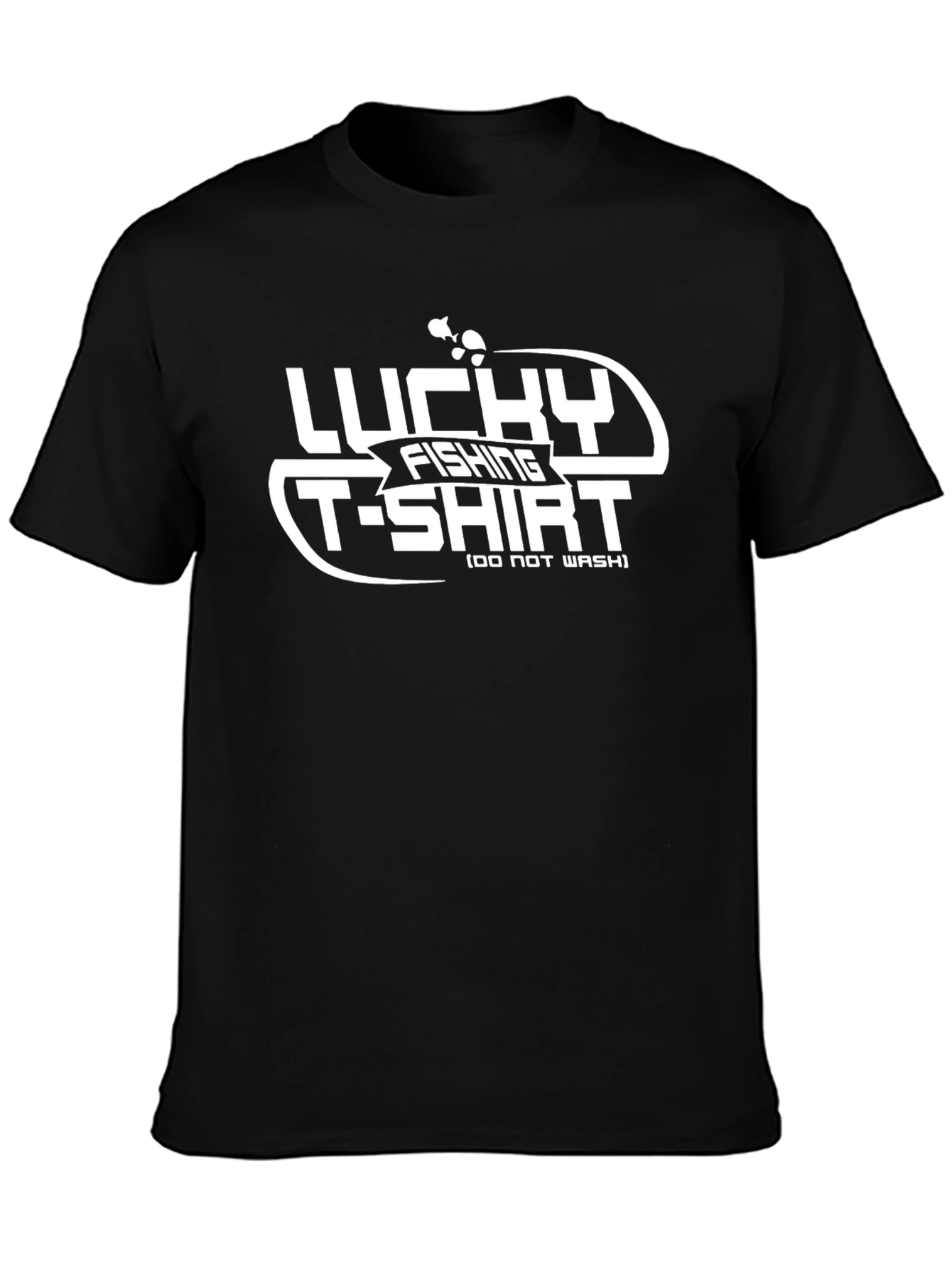 Lucky Fishing T-Shirt: Mens Black Graphic Tee