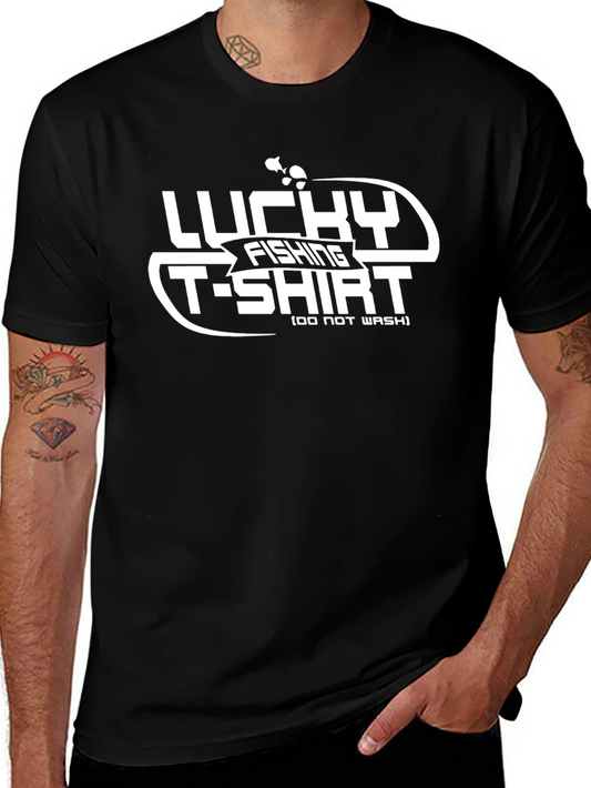 Lucky Fishing T-Shirt: Mens Black Graphic Tee