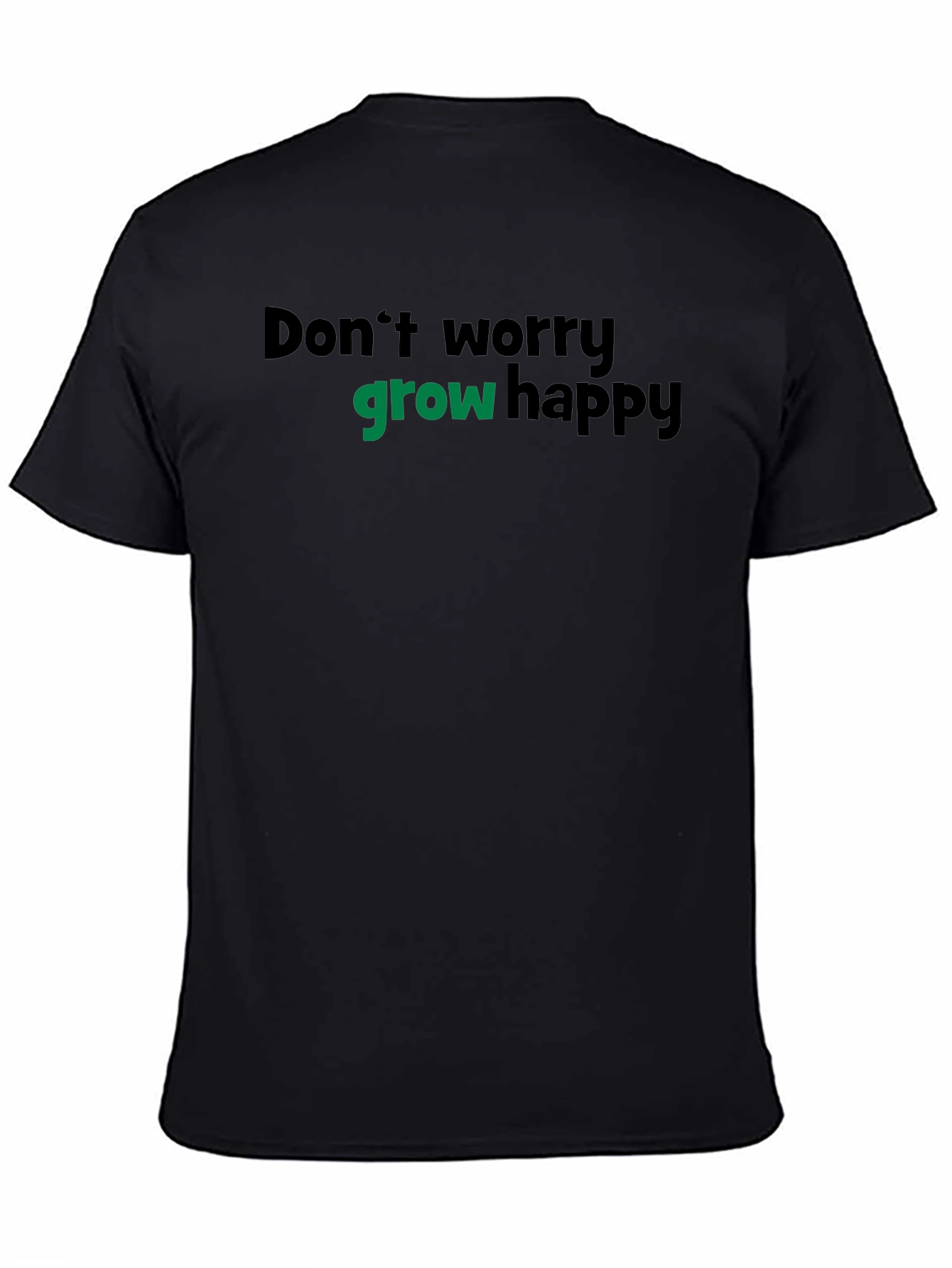 Grow Happy T-Shirt - Black Cotton Tee
