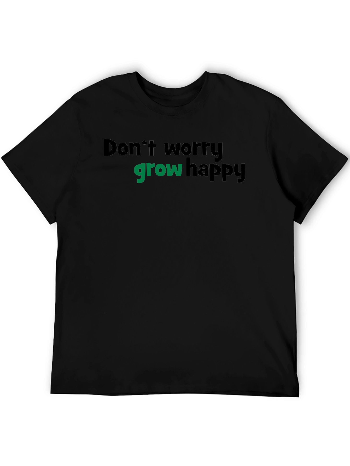 Grow Happy T-Shirt - Black Cotton Tee