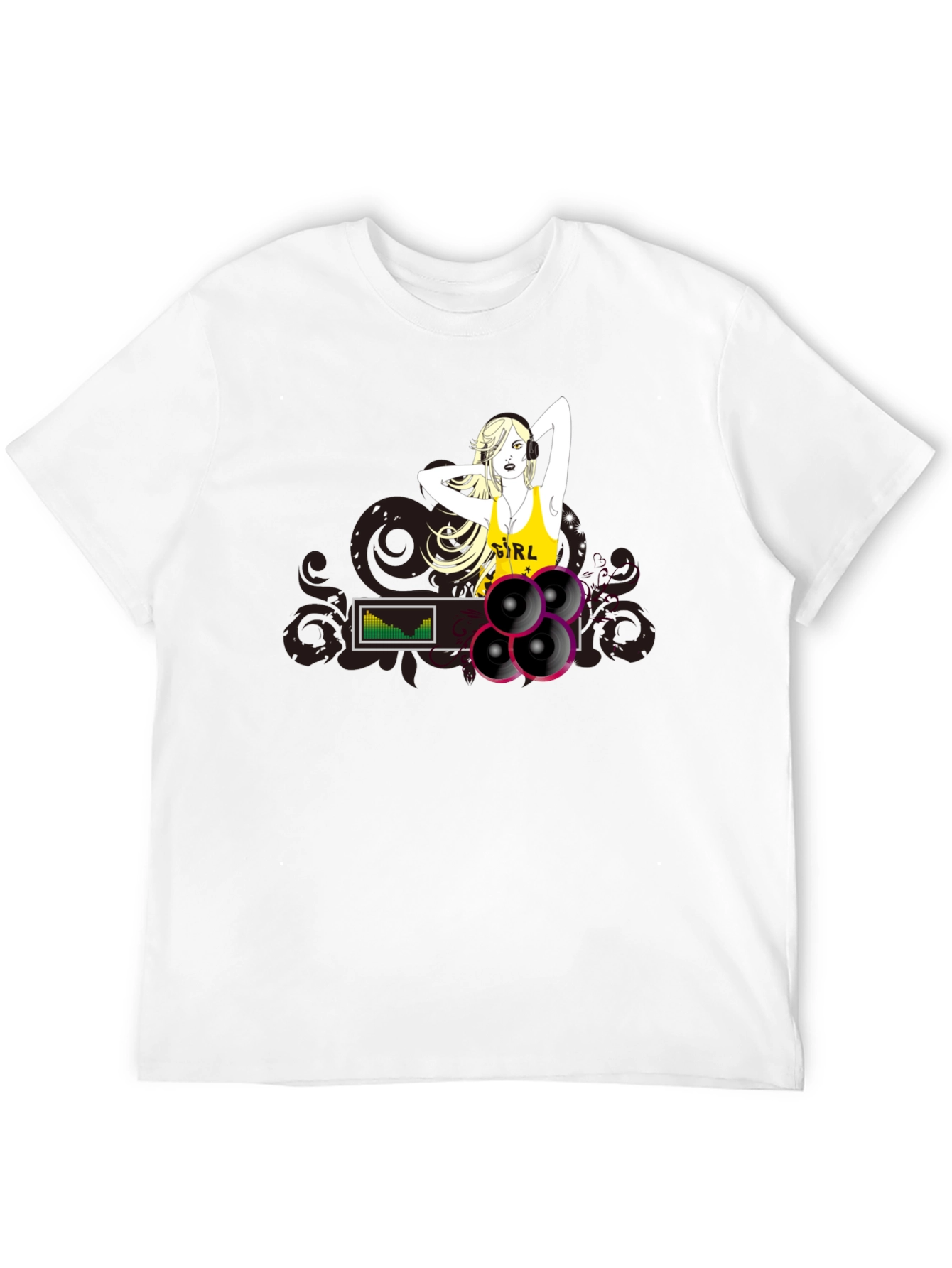 DJ Girl Graphic Black T-Shirt