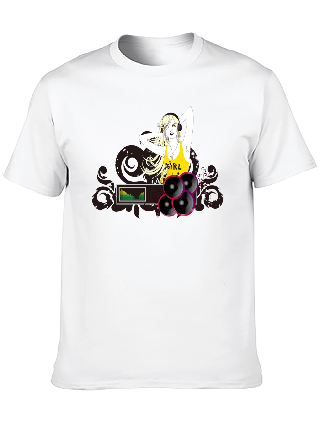 DJ Girl Graphic Black T-Shirt