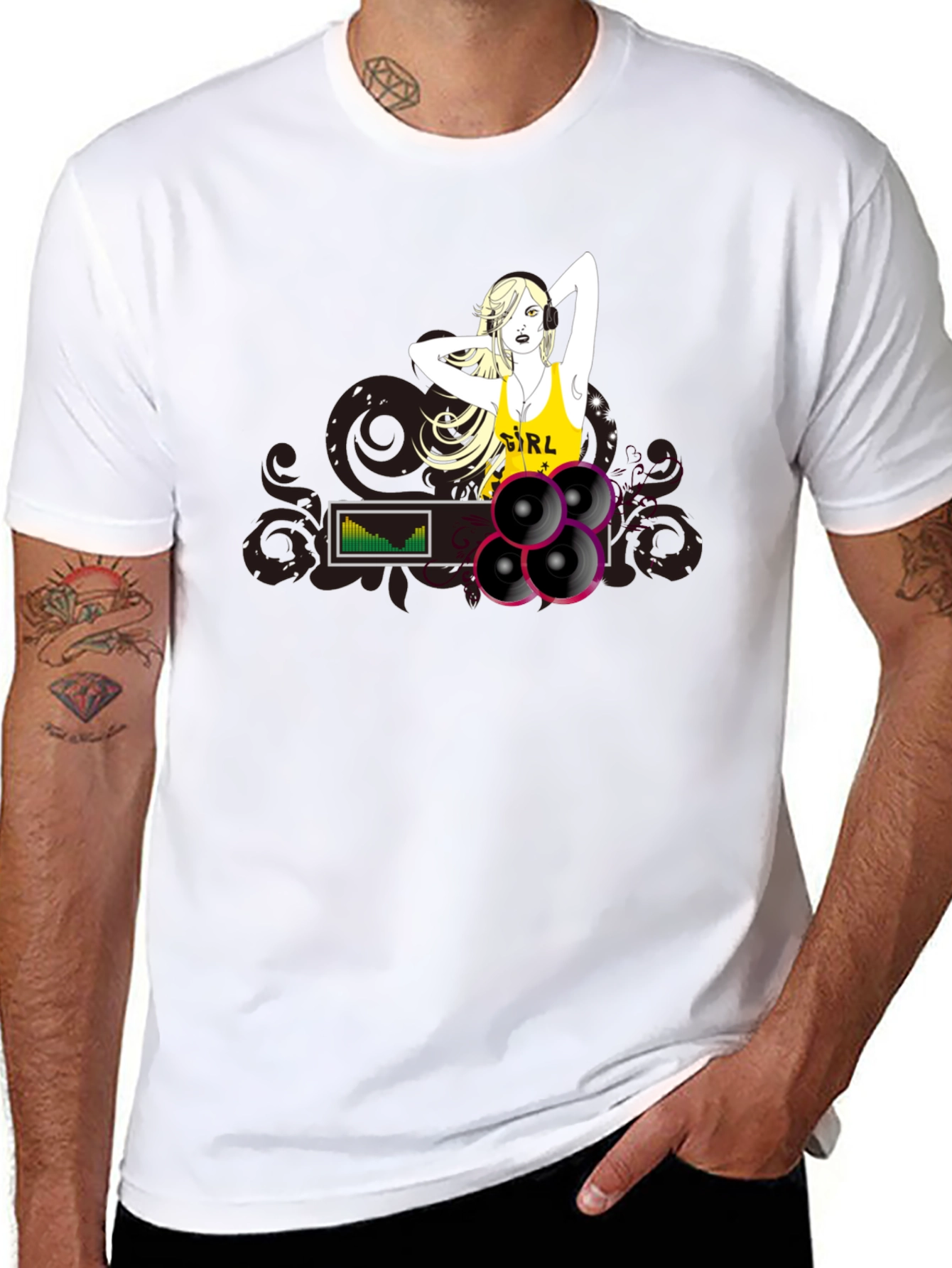 DJ Girl Graphic Black T-Shirt