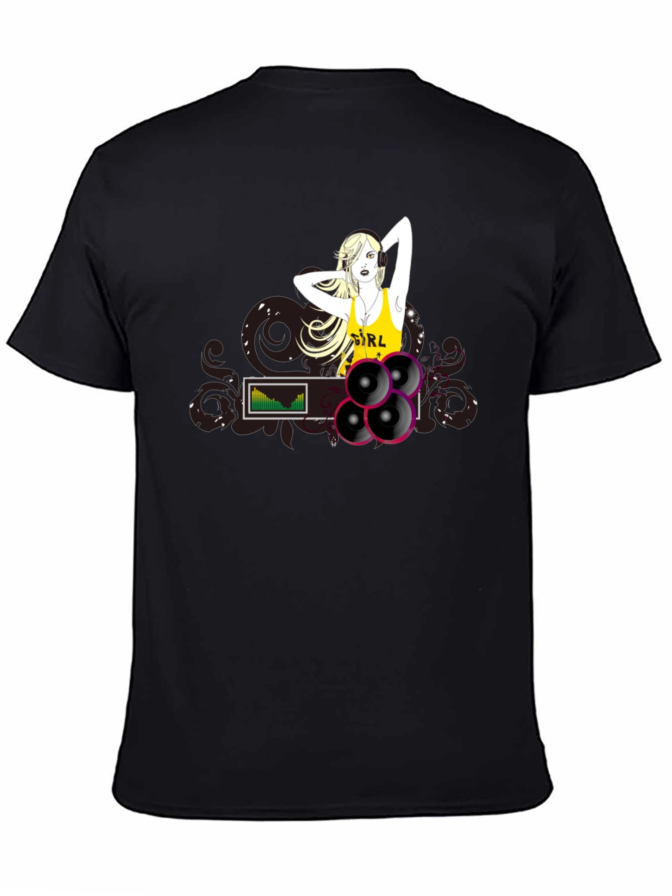 DJ Girl Graphic Black T-Shirt