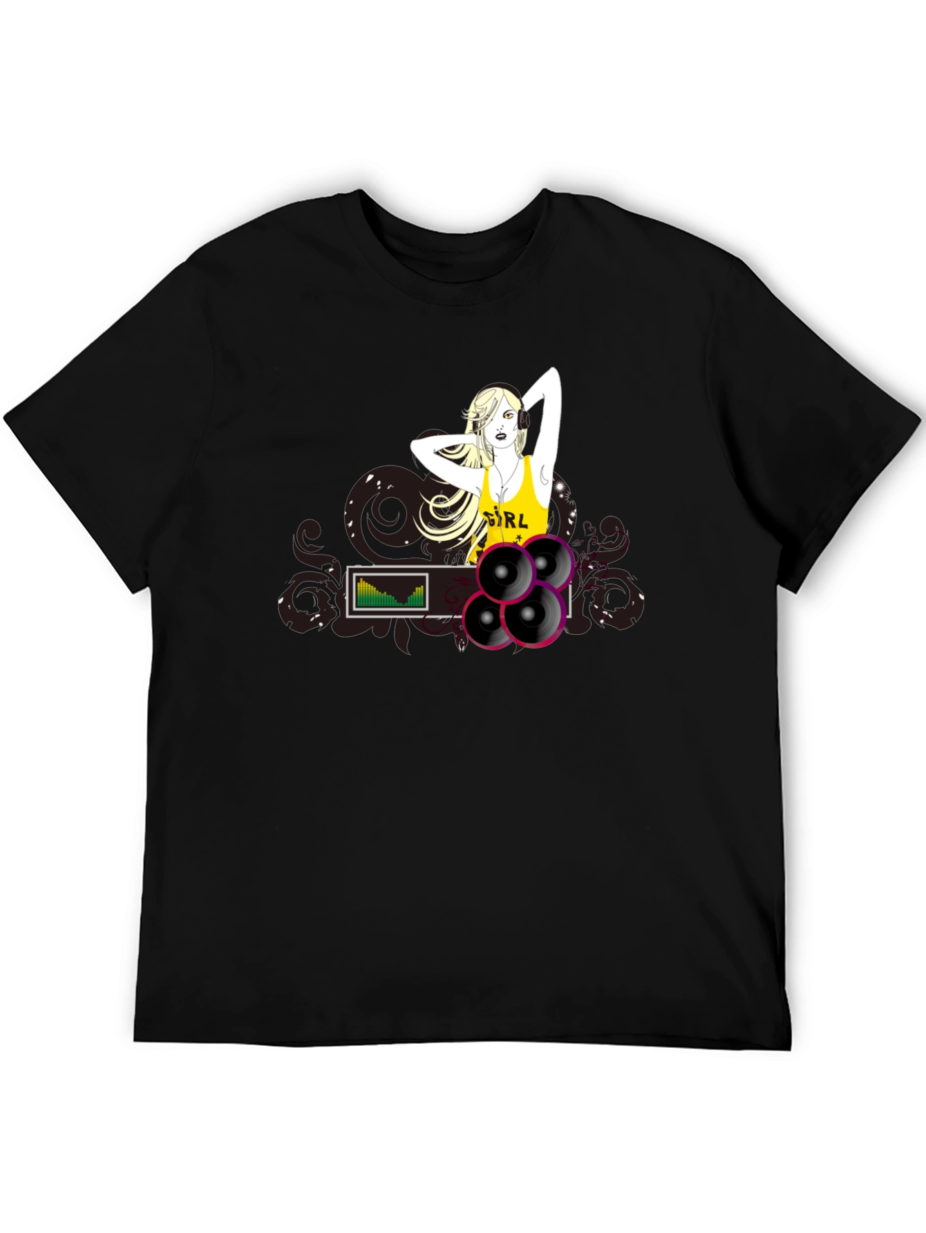 DJ Girl Graphic Black T-Shirt
