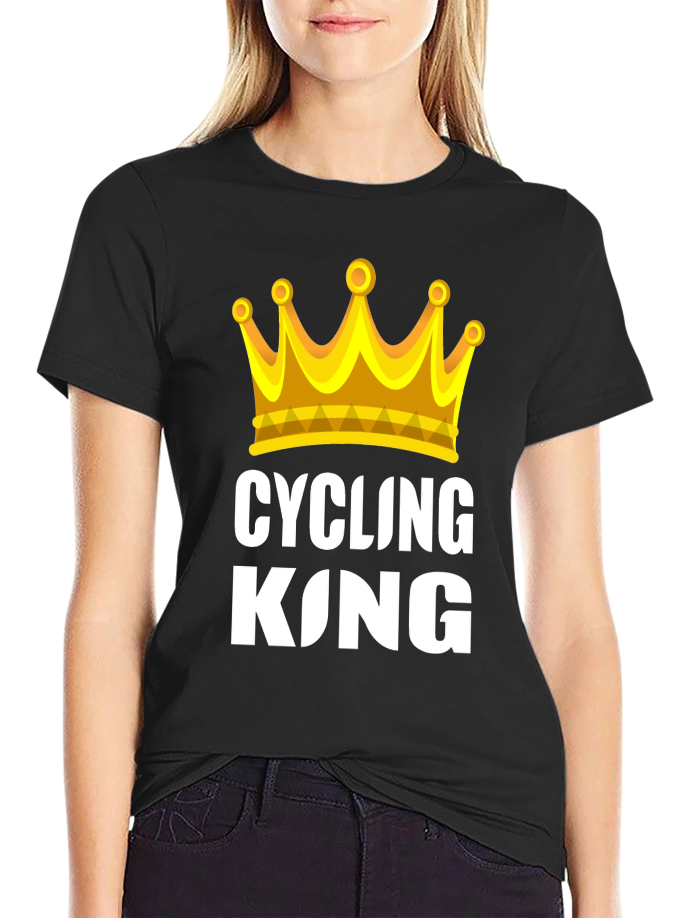 Cycling King T-Shirt - Golden Crown Design