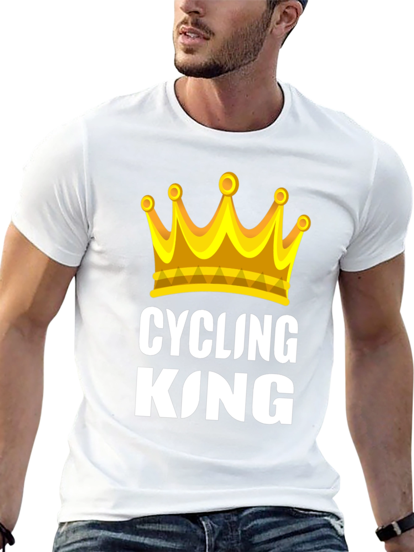 Cycling King T-Shirt - Golden Crown Design