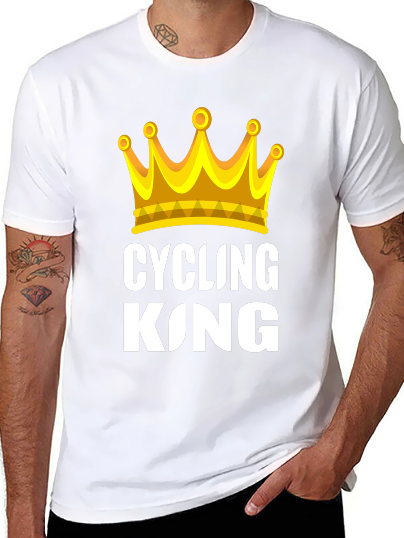 Cycling King T-Shirt - Golden Crown Design